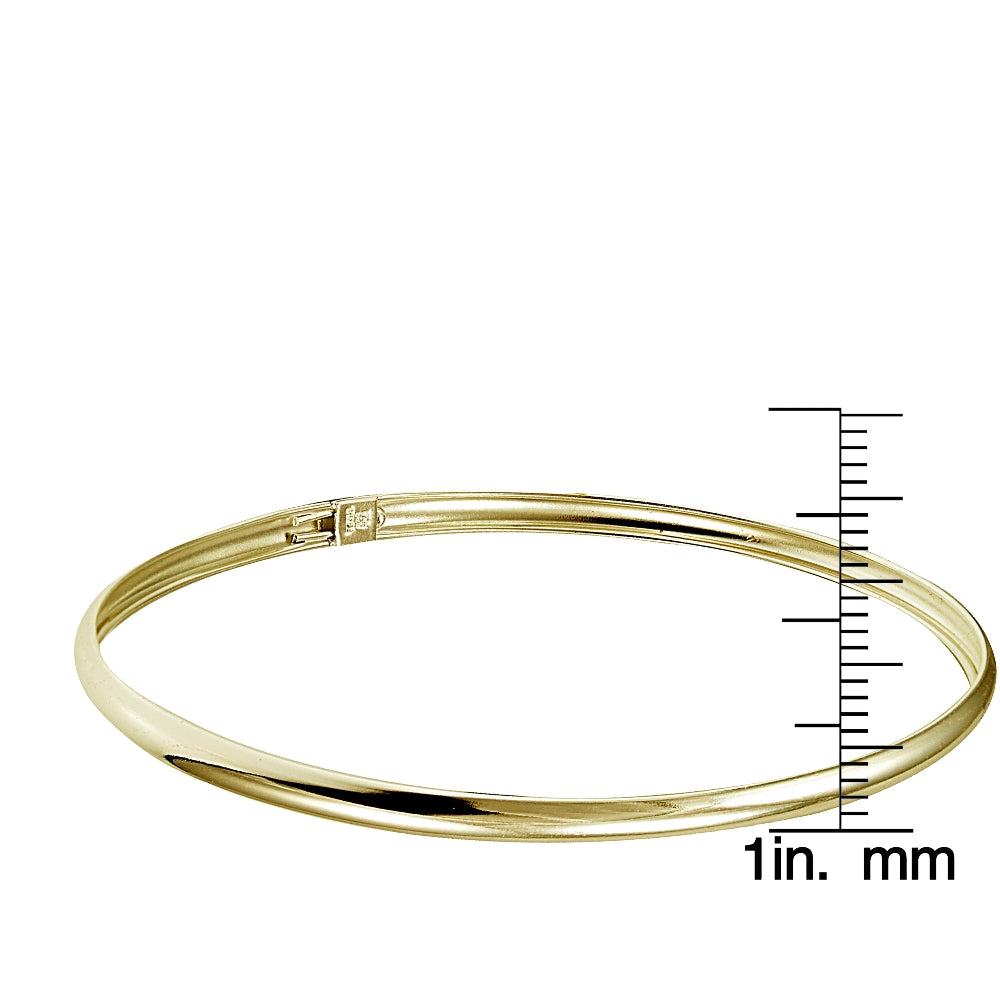 Gold Tone over Sterling Silver Polished Flex Bangle Bracelet-3