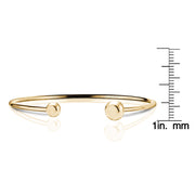 Gold Tone over Sterling Silver Polished Bead Cuff Bangle Bracelet