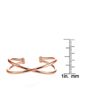 Rose Gold Flashed Sterling Silver High Polished Criss Cross Cuff Bangle Bracelet