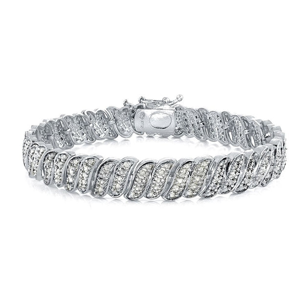 1ct Diamond Wave Link Tennis Bracelet