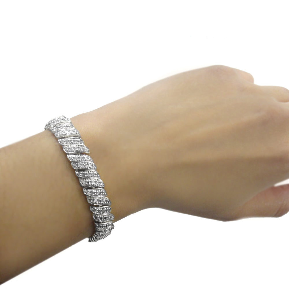 1ct Diamond Wave Link Tennis Bracelet-4