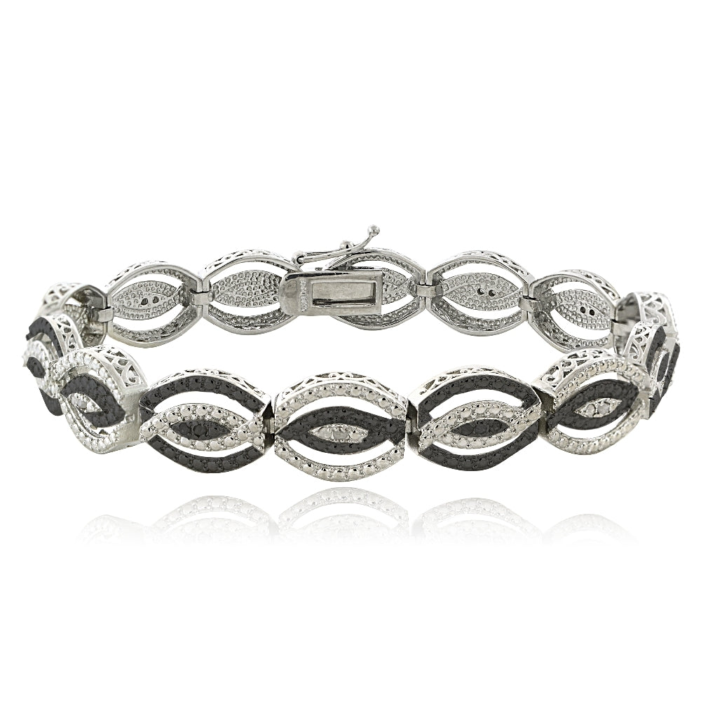 1/4 Ct Black & White Diamond Intertwining Infinity Bracelet