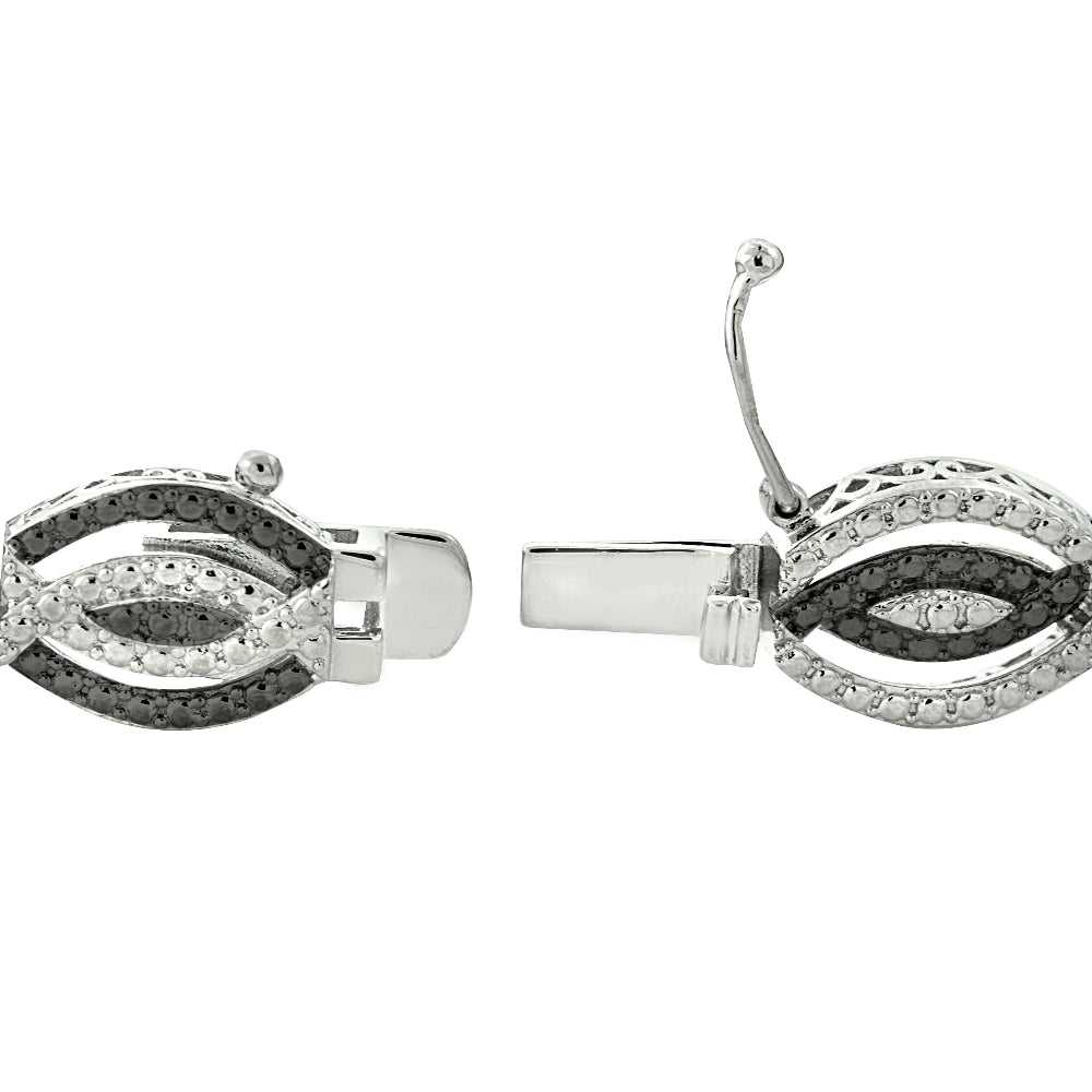 1/4 Ct Black & White Diamond Intertwining Infinity Bracelet-2