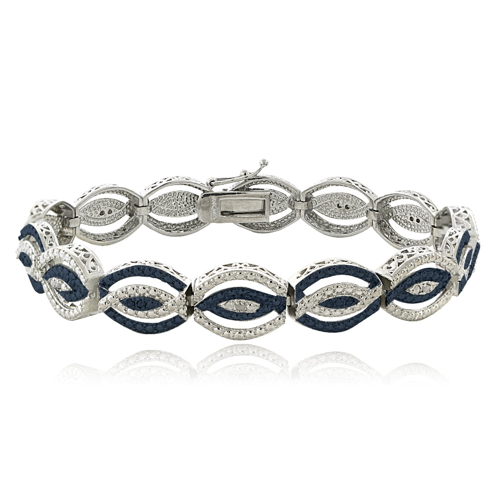 1/4 Ct Black & White Diamond Intertwining Infinity Bracelet-3
