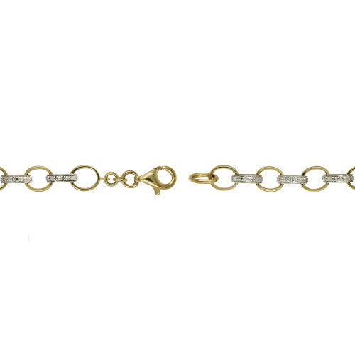 18k Gold over Silver Diamond Accent Circle & Bar Link Bracelet-2