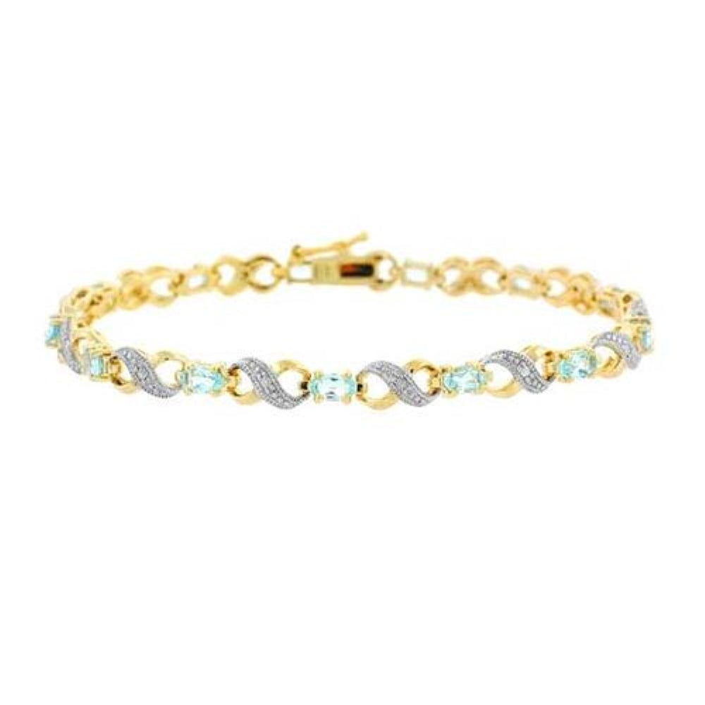 18K Gold over Sterling Silver Blue Topaz & Diamond Accent Infinity Bracelet