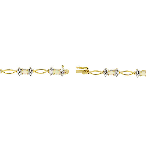 18K Gold Over Sterling Silver Created Opal & Diamond Accent Bow Bracelet-2