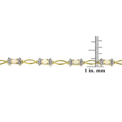 18K Gold Over Sterling Silver Created Opal & Diamond Accent Bow Bracelet-3