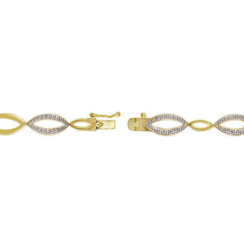 18K Gold over Sterling Silver Diamond Accent Marquise Link Bracelet-2