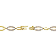 18K Gold over Sterling Silver Diamond Accent Marquise Link Bracelet