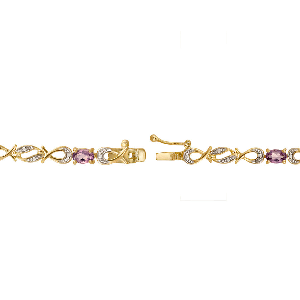 18K Gold over Sterling Silver Multi Gemstone & Diamond Accent Swirl Infinity Bracelet-2