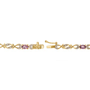 18K Gold over Sterling Silver Multi Gemstone & Diamond Accent Swirl Infinity Bracelet
