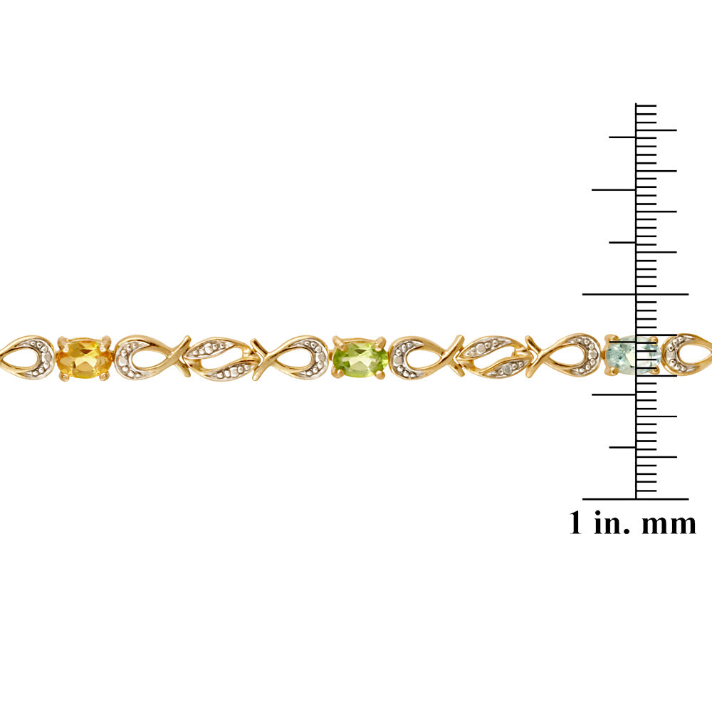 18K Gold over Sterling Silver Multi Gemstone & Diamond Accent Swirl Infinity Bracelet-3