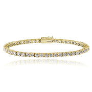 Gold Tone over Sterling Silver 100 Facets Cubic Zirconia Tennis Bracelet (3ct tdw)