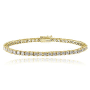 Gold Tone over Sterling Silver 100 Facets Cubic Zirconia Tennis Bracelet (3ct tdw)