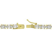Yellow Gold Flashed Sterling Silver 6X4mm Created White Sapphire Oval-cut Tennis Bracelet