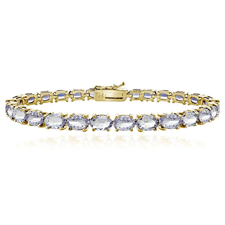 Yellow Gold Flashed Sterling Silver 10ct Tanzanite 6x4mm Oval Tennis Bracelet