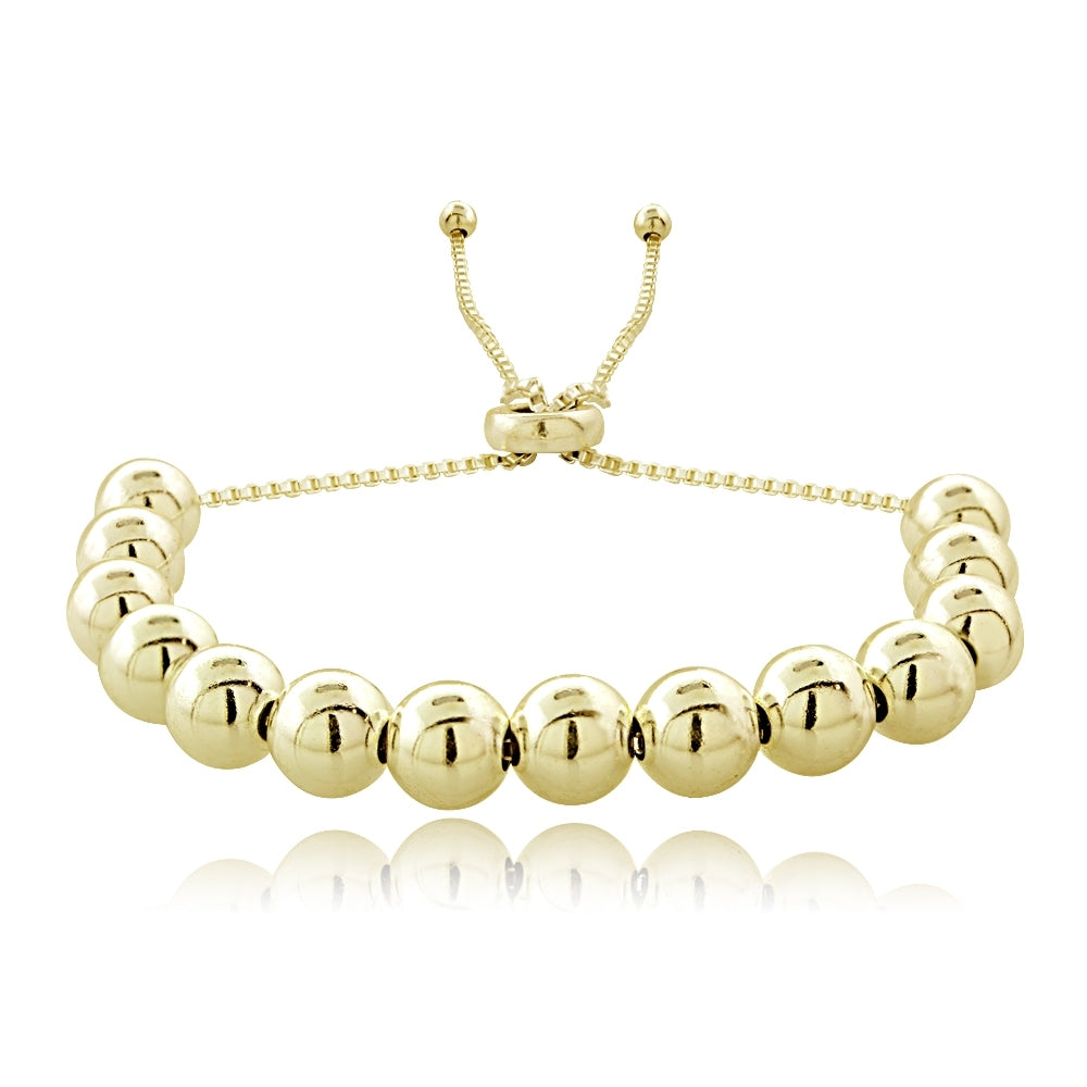 Gold Tone over Sterling Silver Bead Adjustable Bracelet