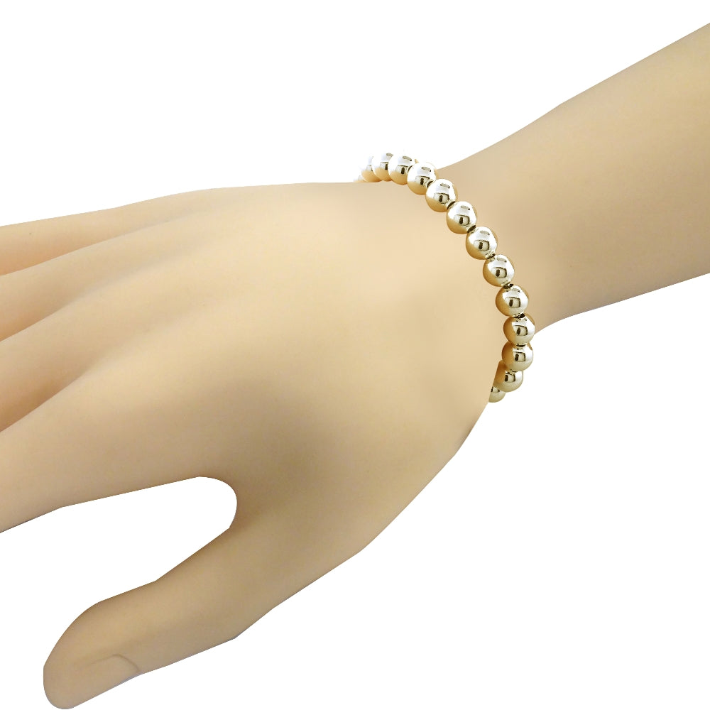 Gold Tone over Sterling Silver Bead Adjustable Bracelet-4