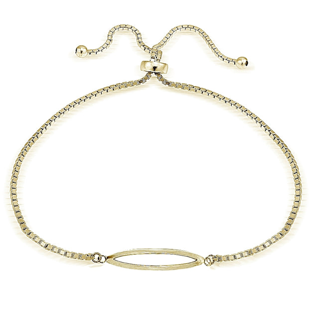 Gold Tone over Sterling Silver Open Bar Polished Adjustable Bracelet
