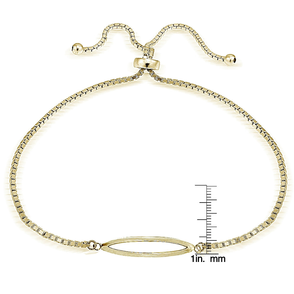 Gold Tone over Sterling Silver Open Bar Polished Adjustable Bracelet-3