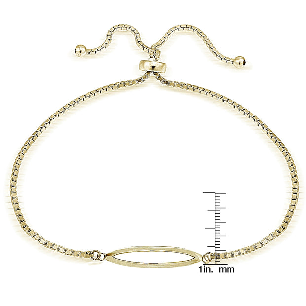 Gold Tone over Sterling Silver Open Bar Polished Adjustable Bracelet