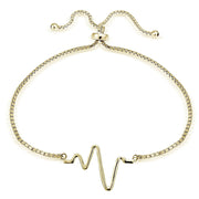 Gold Tone over Sterling Silver Heartbeat Polished Adjustable Bracelet