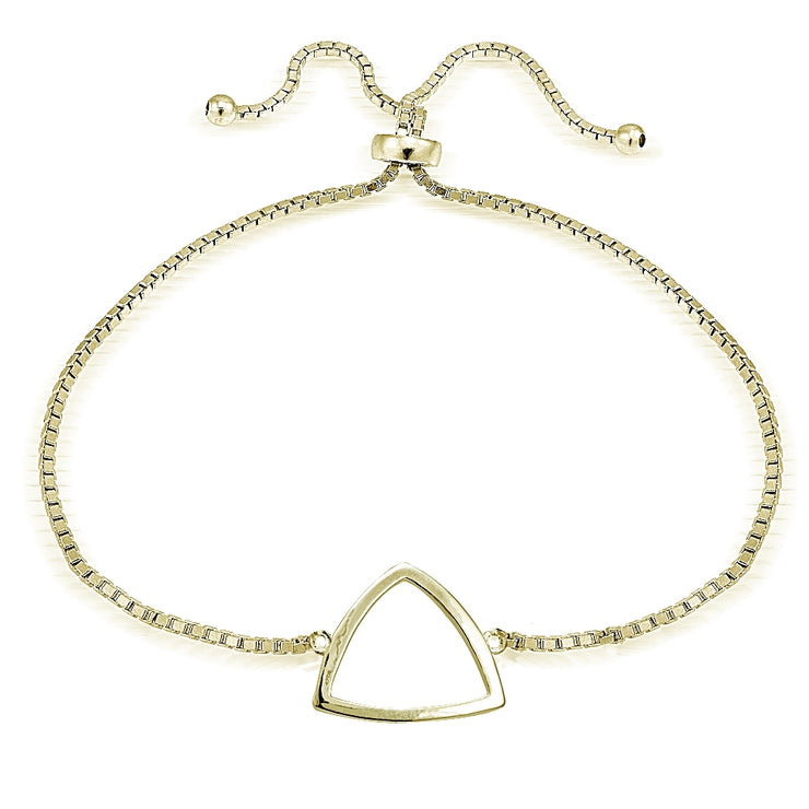 Gold Tone over Sterling Silver Fancy Triangle Polished Adjustable Bracelet