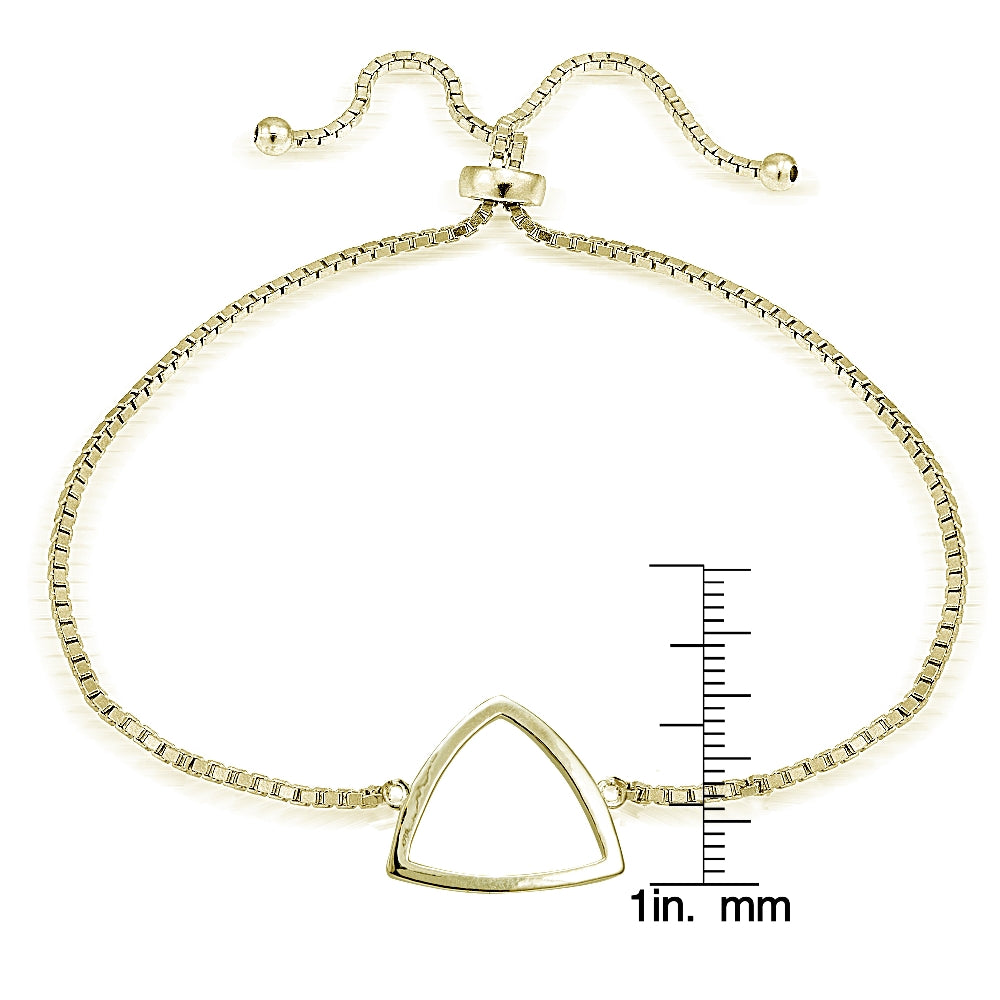 Gold Tone over Sterling Silver Fancy Triangle Polished Adjustable Bracelet-3