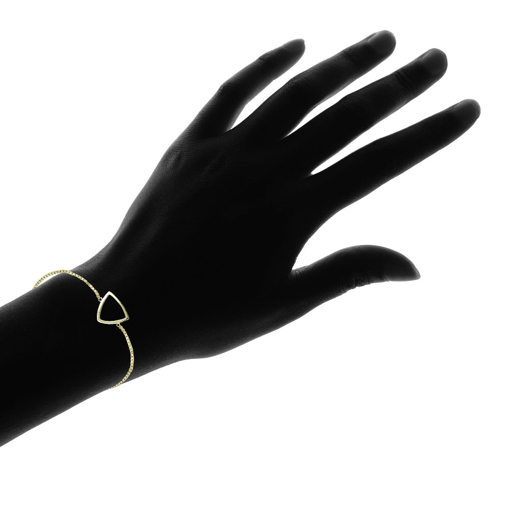 Gold Tone over Sterling Silver Fancy Triangle Polished Adjustable Bracelet-4
