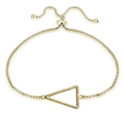 Gold Tone over Sterling Silver Triangle Polished Adjustable Bracelet