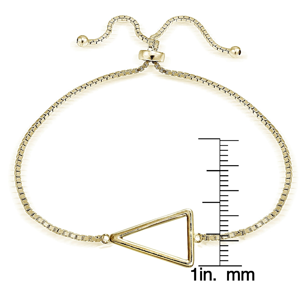 Gold Tone over Sterling Silver Triangle Polished Adjustable Bracelet-3