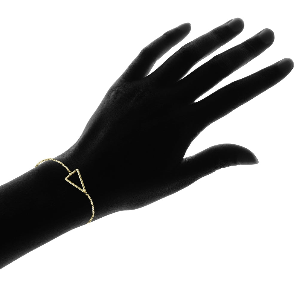 Gold Tone over Sterling Silver Triangle Polished Adjustable Bracelet-4