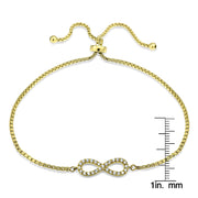Yellow Gold Flashed Silver Cubic Zirconia Infinity Adjustable Bracelet