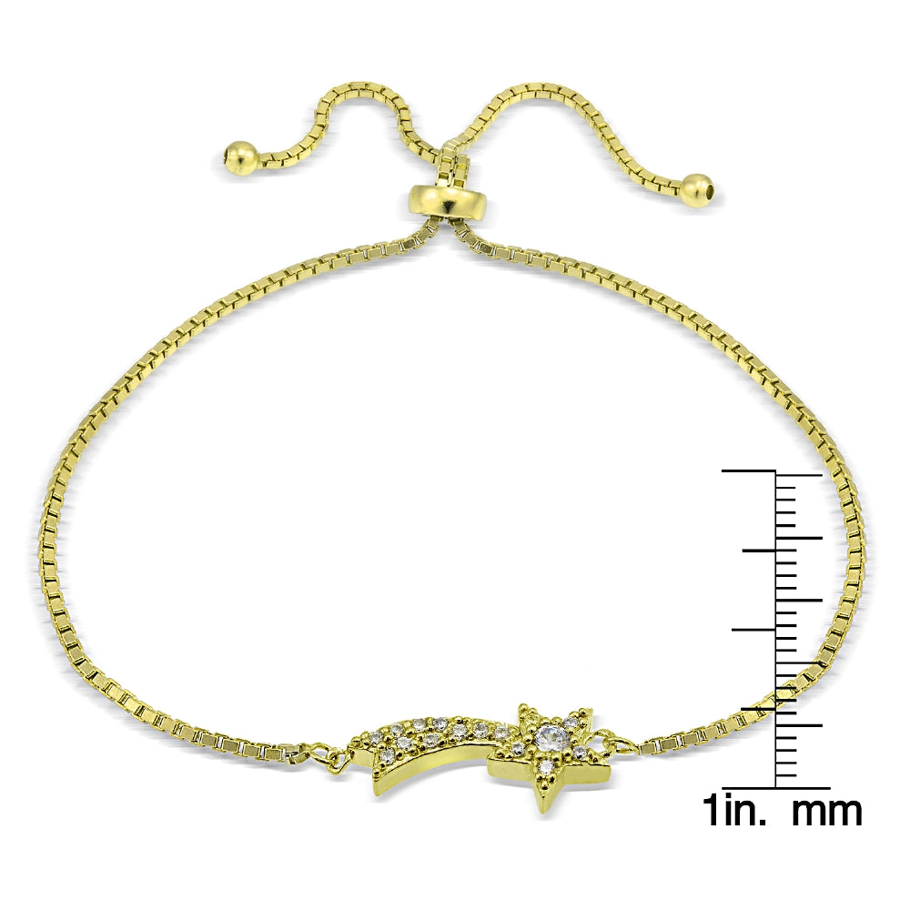 Gold Tone over Sterling Sterling Silver Cubic Zirconia Shooting Star Adjustable Bracelet-2