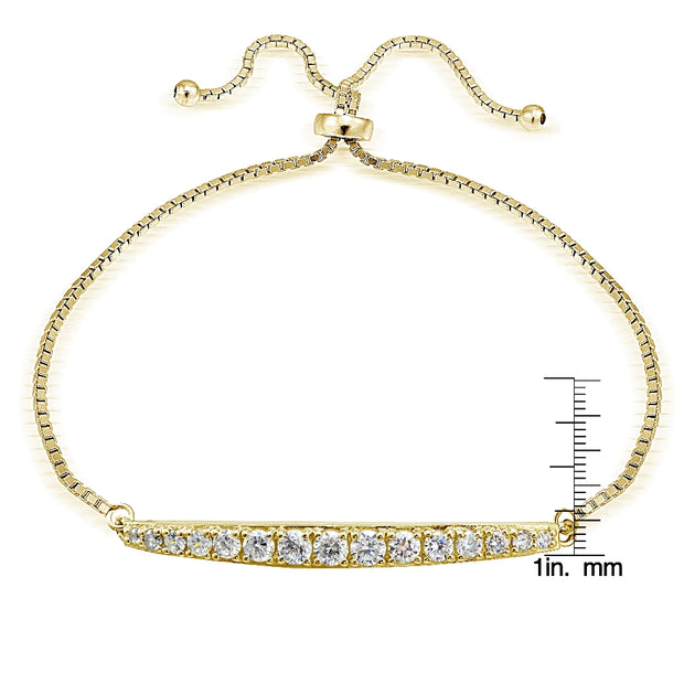 Gold Tone over Sterling Silver Cubic Zirconia Graduated Bar Adjustable Bracelet