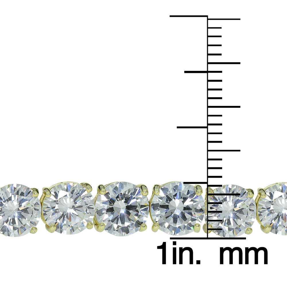 Gold Tone over Sterling Silver 7mm Round Cubic  Zirconia Tennis Bracelet-3