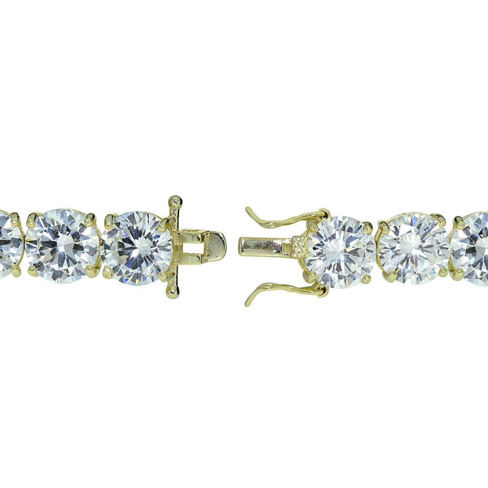 Gold Tone over Sterling Silver 8mm Round Cubic  Zirconia Tennis Bracelet-2