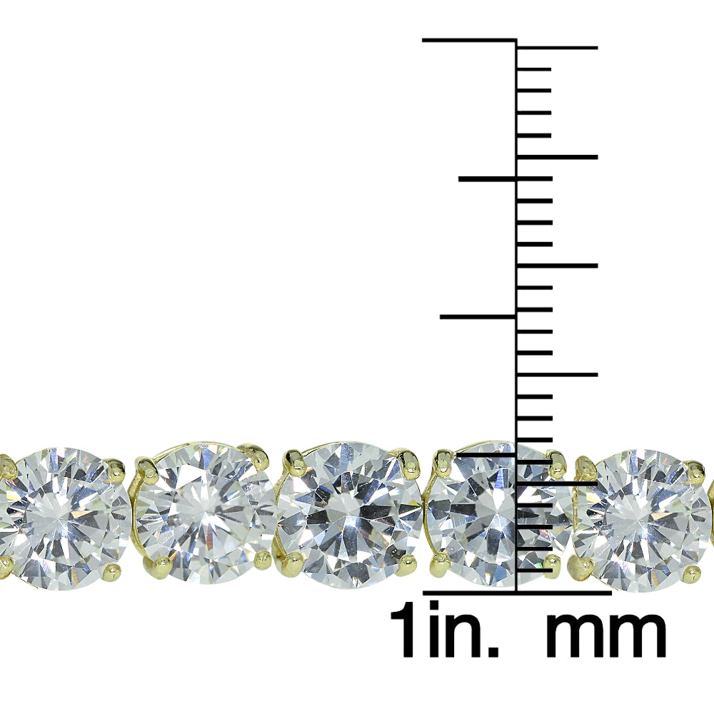 Gold Tone over Sterling Silver 8mm Round Cubic  Zirconia Tennis Bracelet-3