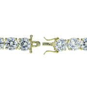 Gold Tone over Sterling Silver 9mm Round Cubic  Zirconia Tennis Bracelet