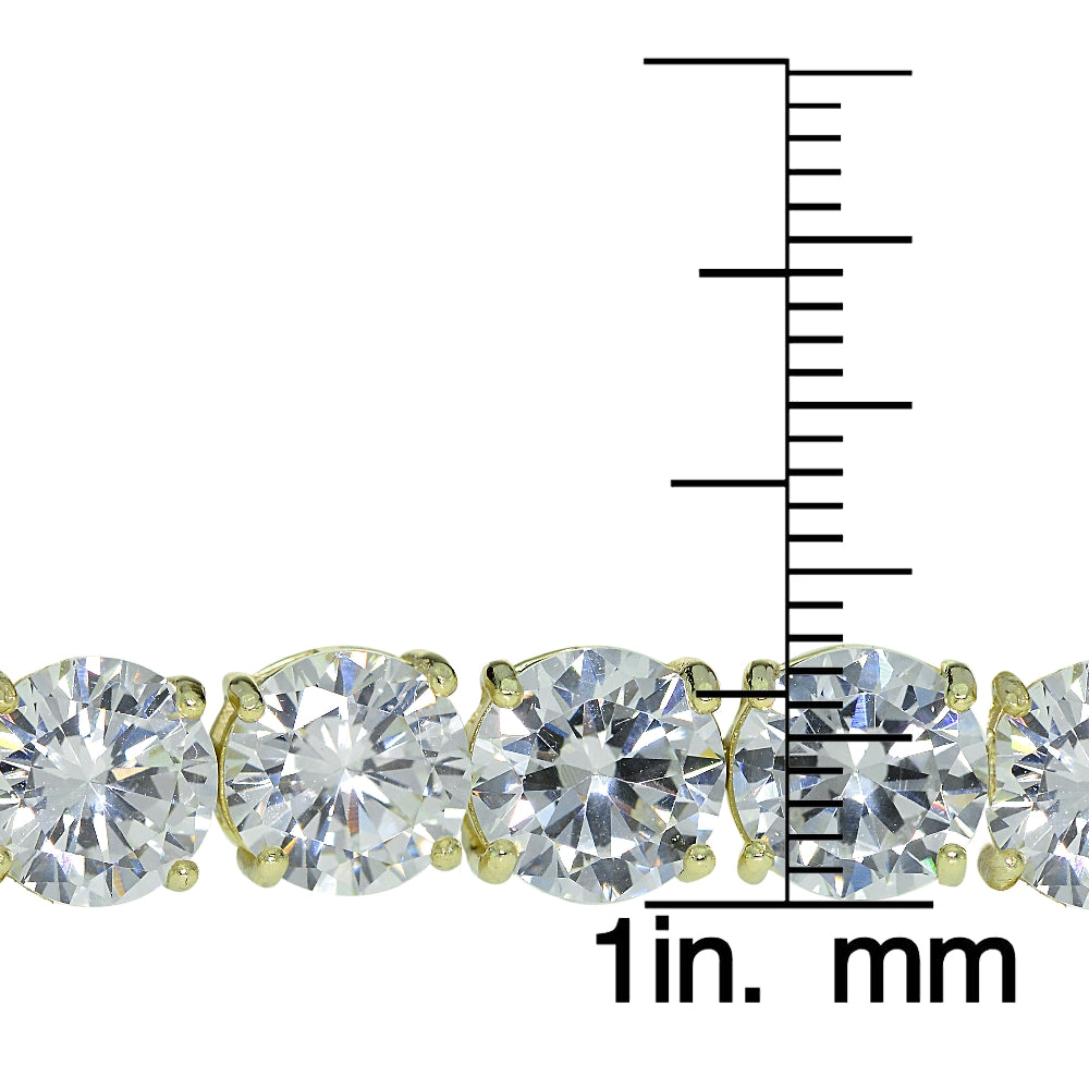 Gold Tone over Sterling Silver 9mm Round Cubic  Zirconia Tennis Bracelet-3