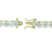 Gold Tone over Sterling Silver Princess-cut Cubic  Zirconia 4x4mm Tennis Bracelet