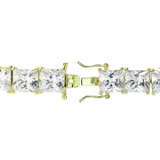 Gold Tone over Sterling Silver Princess-cut Cubic  Zirconia 8x8mm Tennis Bracelet