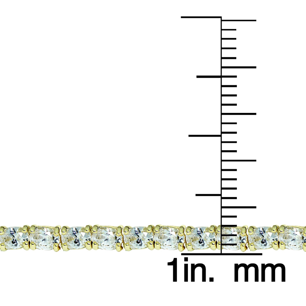 Gold Tone over Sterling Silver Oval Cubic  Zirconia 4x3mm Tennis Bracelet-3