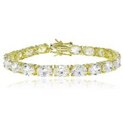 Gold Tone over Sterling Silver Oval Cubic  Zirconia 8x6mm Tennis Bracelet
