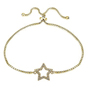Gold Tone over Sterling Silver Cubic Zirconia Star Adjustable Bracelet