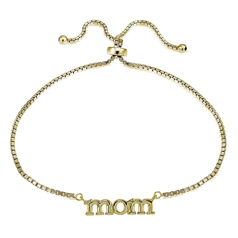 Gold Tone over Sterling Silver Mom Polished Adjustable Bracelet