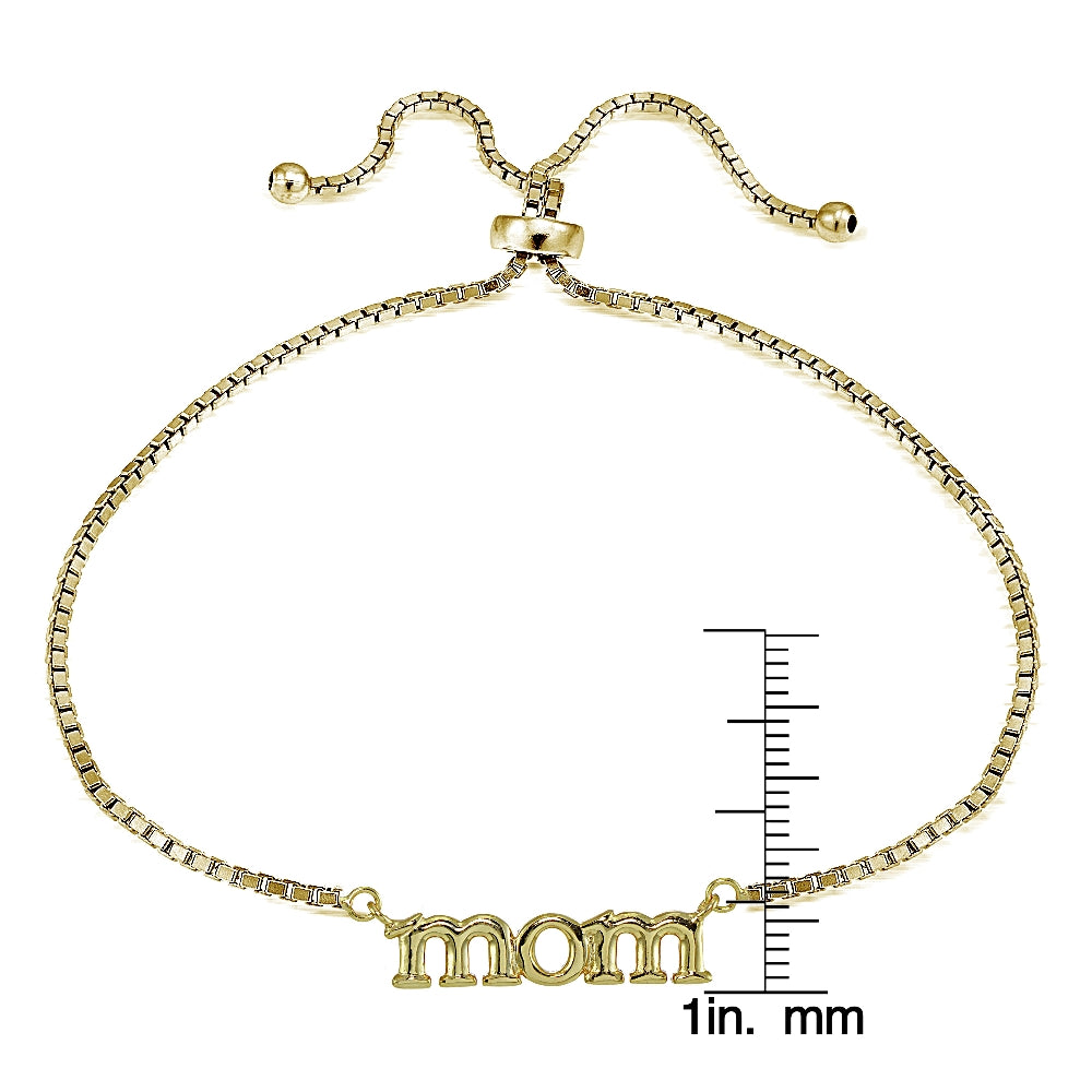 Gold Tone over Sterling Silver Mom Polished Adjustable Bracelet-3