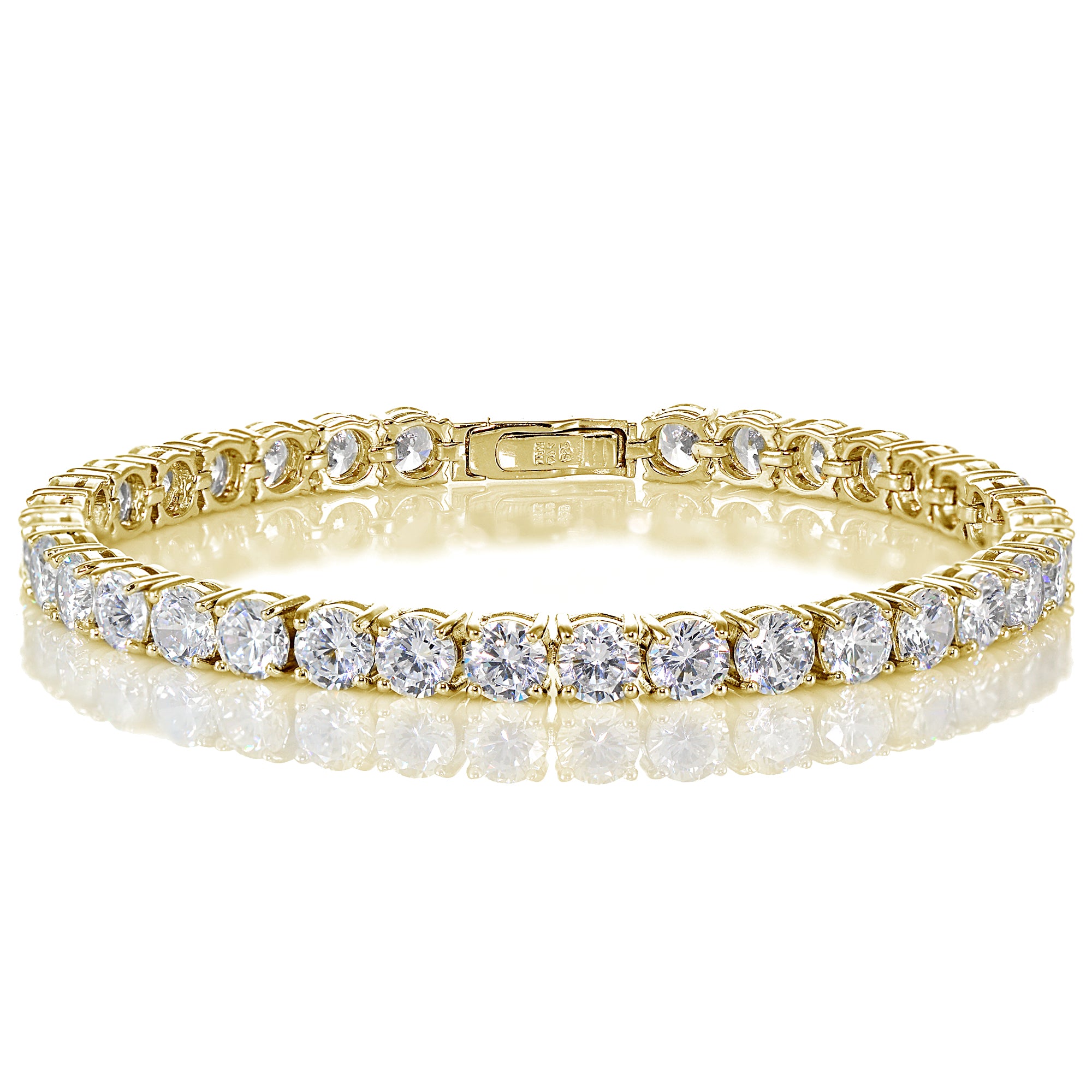 Yellow Gold Flashed Sterling Silver Cubic Zirconia 5mm Round-cut Tennis Bracelet