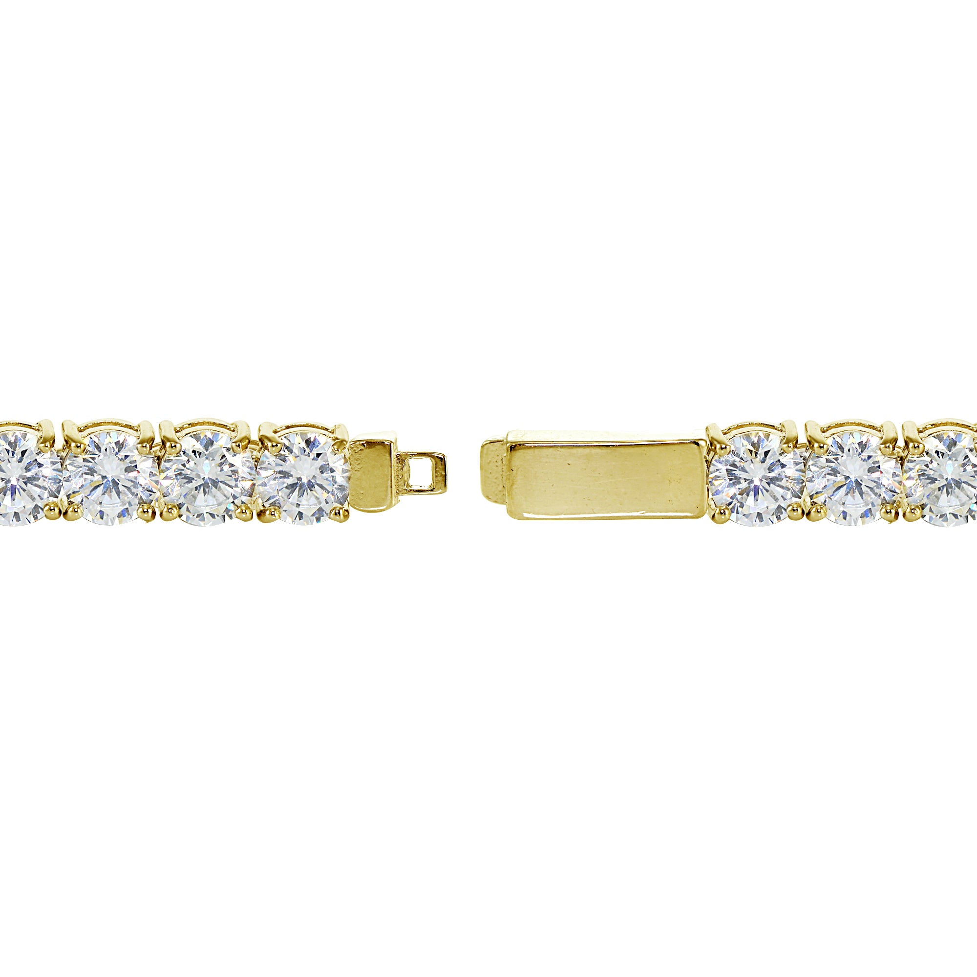 Yellow Gold Flashed Sterling Silver Cubic Zirconia 5mm Round-cut Tennis Bracelet-2